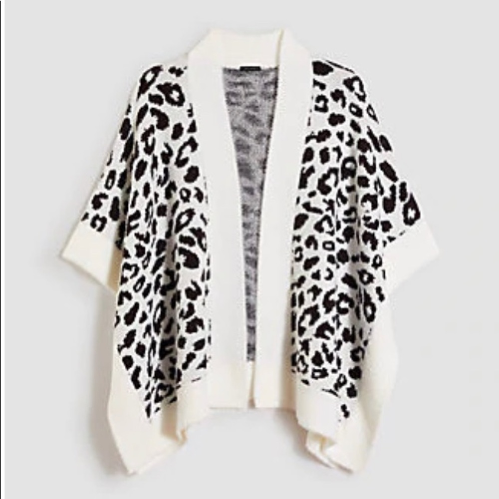 Ann Taylor leopard Print cozy open poncho OSO